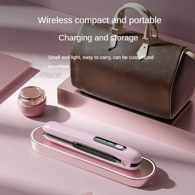 Wireless Hair Straightener Flat Iron Mini 2 IN 1 Roller USB 5000mAh Max 200 Degree Portable Cordless Curler 4 Levels Dry And Wet Uses Wireless Hair Straightener Flat Iron Mini 2 IN 1 Roller USB 5000mAh Max 200 Degree Portable Cordless Curler 4 Levels Dry And Wet Uses